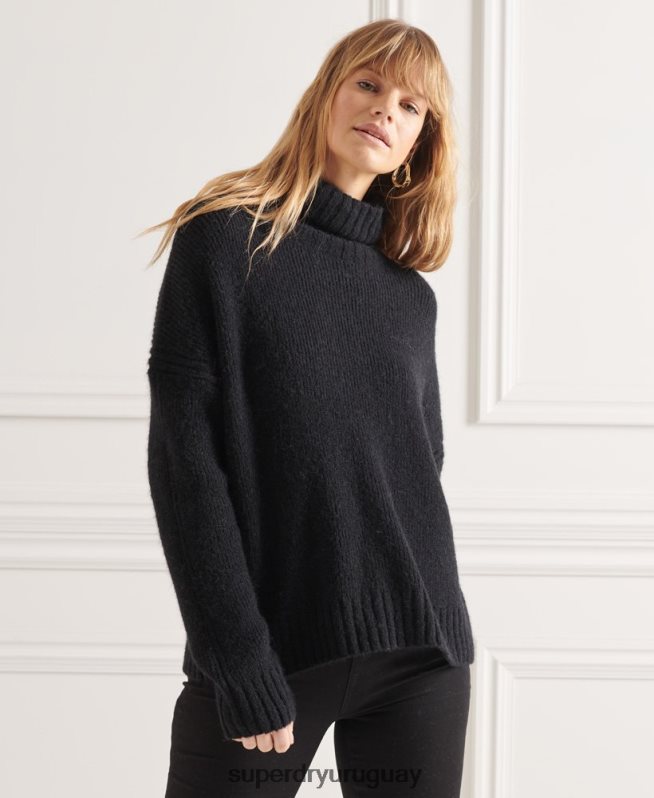 uy Superdry mujer suéter grueso con cuello vuelto de Studios negro DT2N8Z4003 ropa