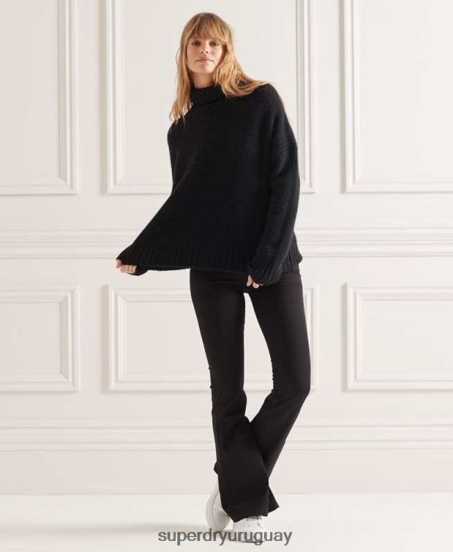 uy Superdry mujer suéter grueso con cuello vuelto de Studios negro DT2N8Z4003 ropa