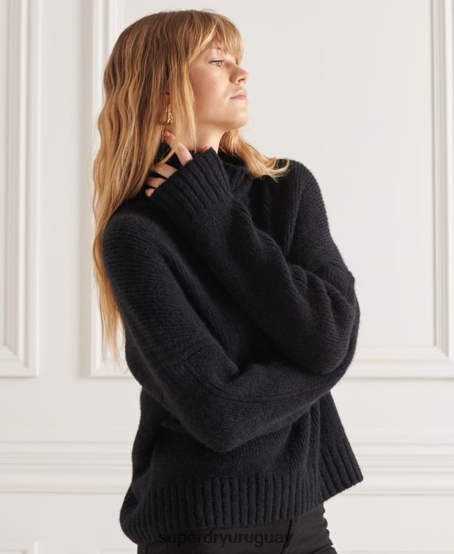 uy Superdry mujer suéter grueso con cuello vuelto de Studios negro DT2N8Z4003 ropa