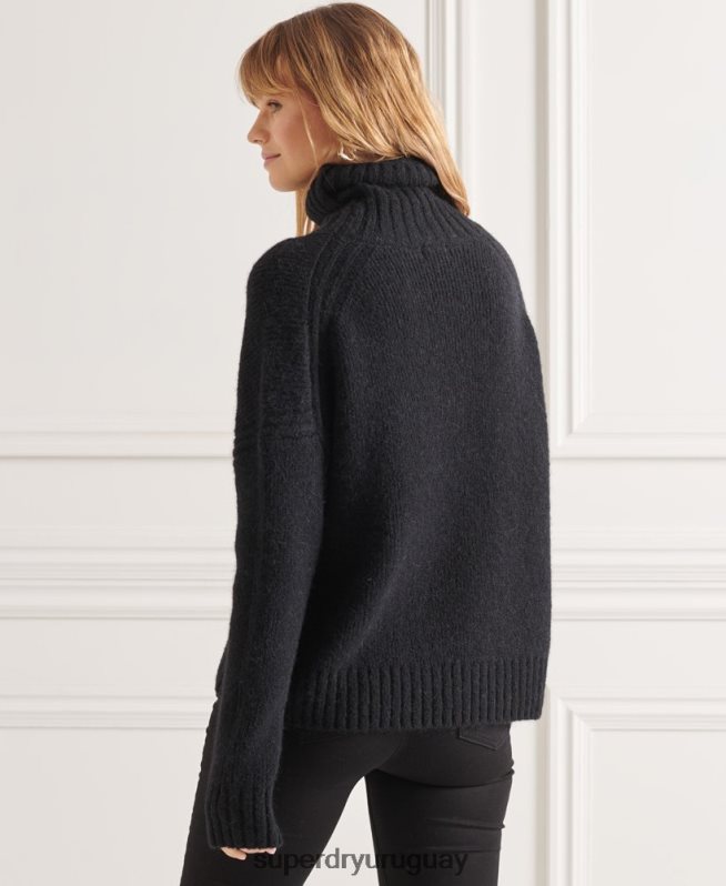 uy Superdry mujer suéter grueso con cuello vuelto de Studios negro DT2N8Z4003 ropa