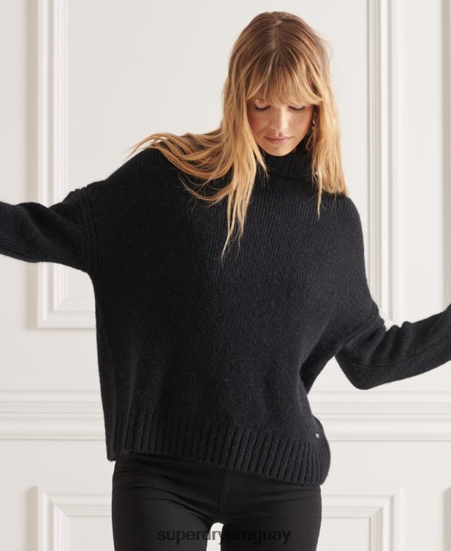 uy Superdry mujer suéter grueso con cuello vuelto de Studios negro DT2N8Z4003 ropa