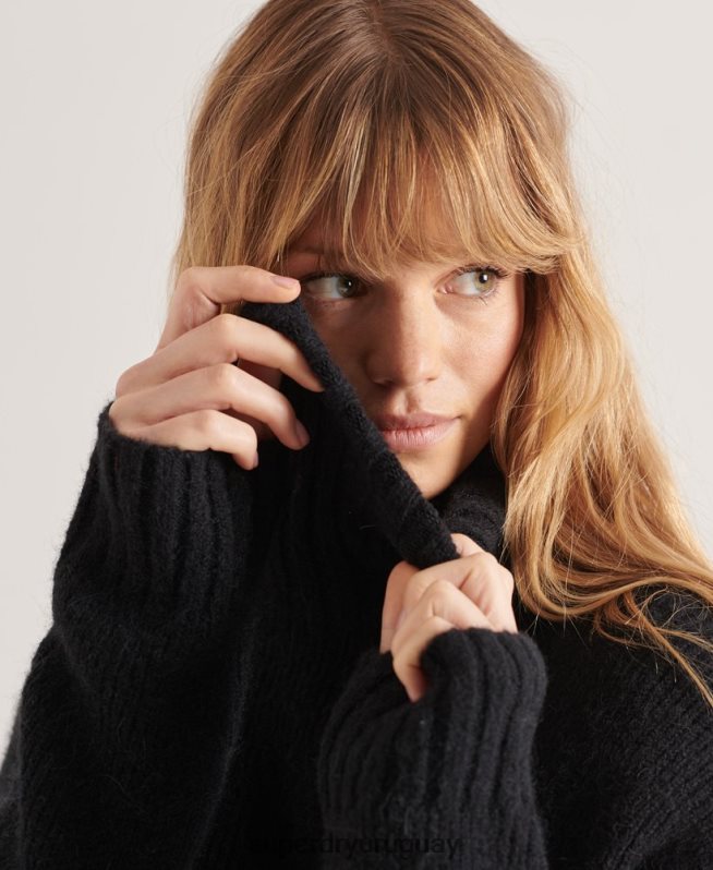 uy Superdry mujer suéter grueso con cuello vuelto de Studios negro DT2N8Z4003 ropa
