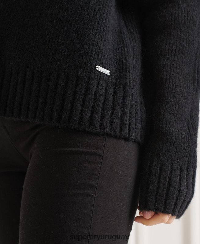 uy Superdry mujer suéter grueso con cuello vuelto de Studios negro DT2N8Z4003 ropa