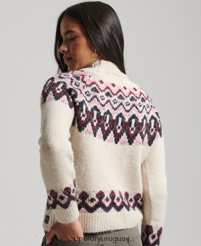 uy Superdry mujer suéter holgado con diseño de cachemira blanco DT2N8Z3983 ropa