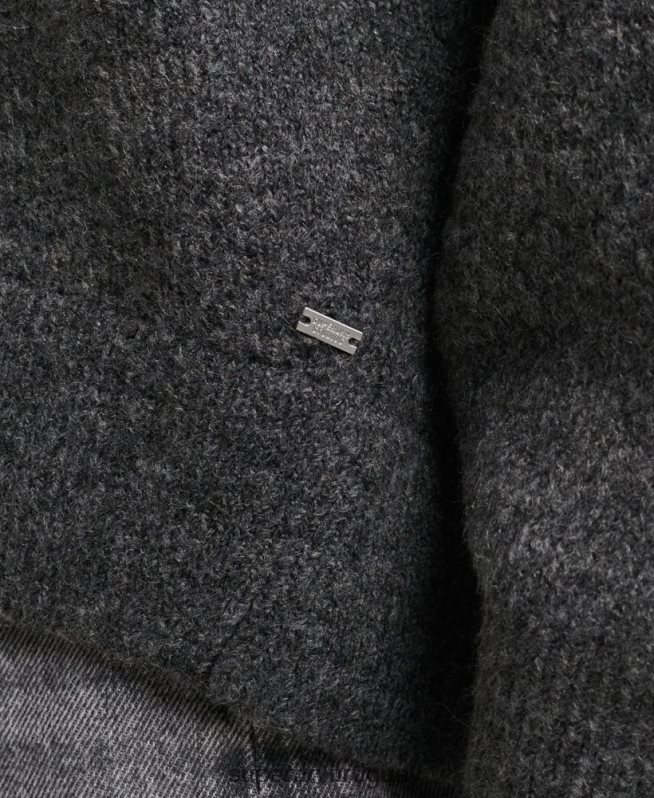 uy Superdry mujer suéter oversize con cuello en V gris oscuro DT2N8Z3982 ropa