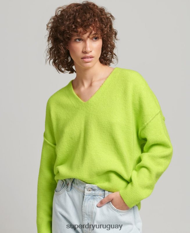 uy Superdry mujer suéter oversize con cuello en V verde DT2N8Z4023 ropa