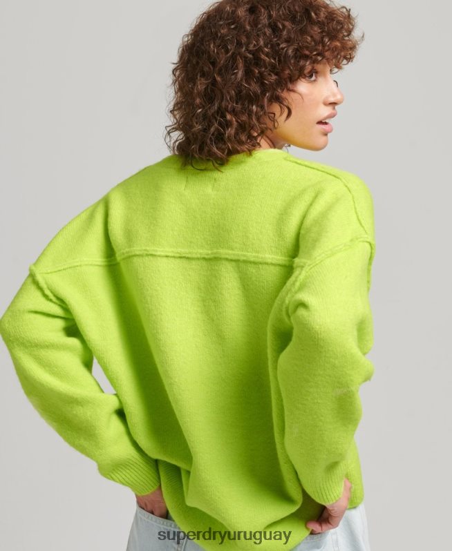 uy Superdry mujer suéter oversize con cuello en V verde DT2N8Z4023 ropa
