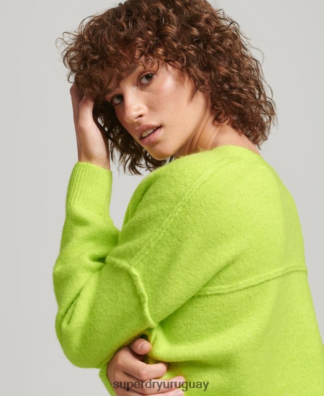 uy Superdry mujer suéter oversize con cuello en V verde DT2N8Z4023 ropa