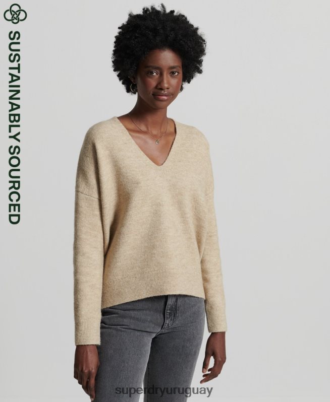 uy Superdry mujer suéter tejido con cuello en V holgado de Studios desnudo DT2N8Z4016 ropa
