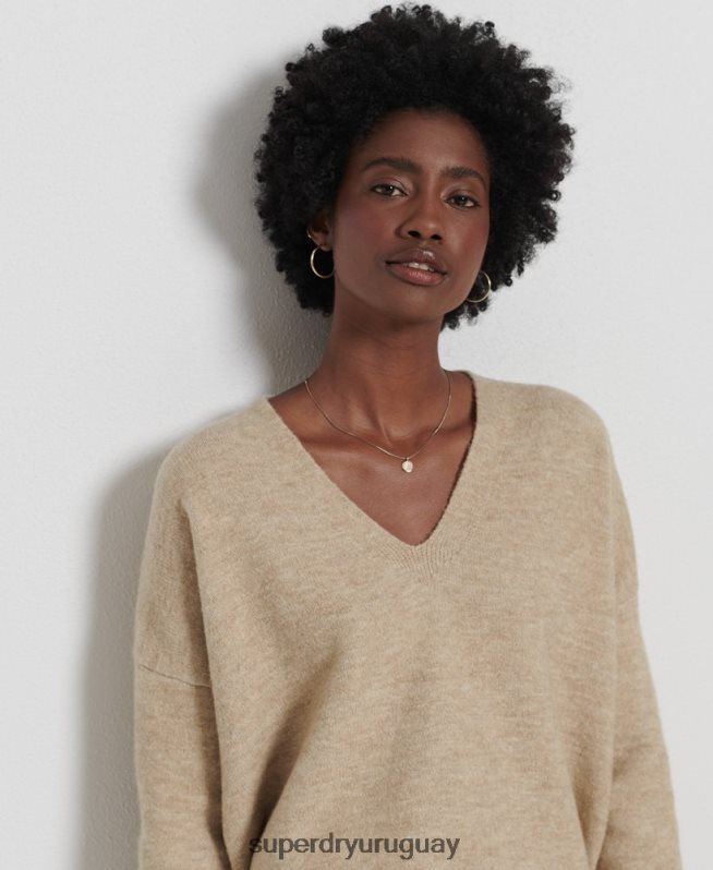 uy Superdry mujer suéter tejido con cuello en V holgado de Studios desnudo DT2N8Z4016 ropa