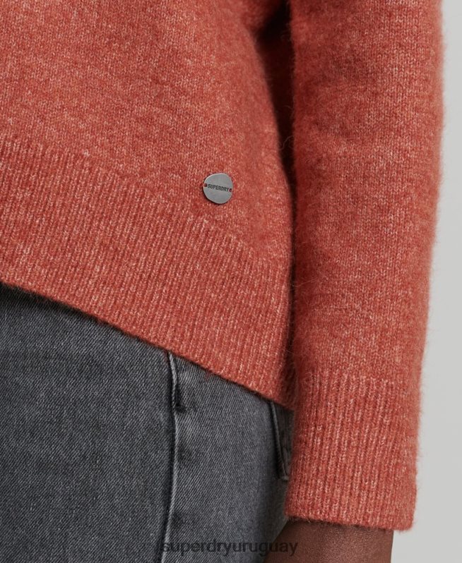 uy Superdry mujer suéter tejido con cuello en V holgado de Studios naranja DT2N8Z3984 ropa