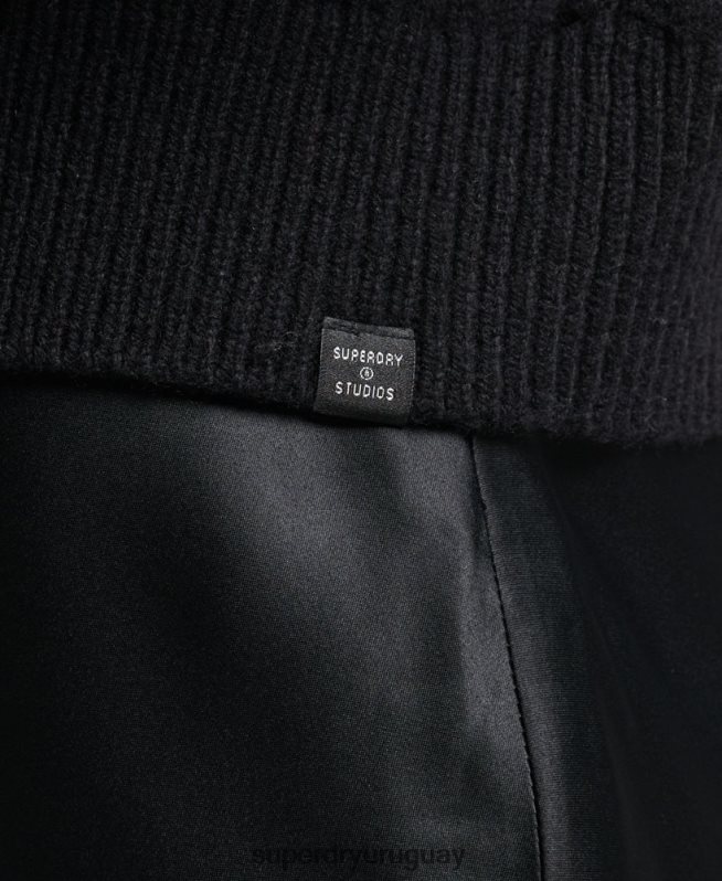 uy Superdry mujer suéter tejido con cuello redondo negro DT2N8Z6529 ropa