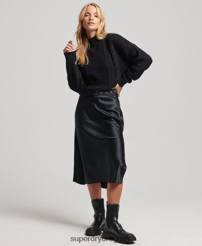 uy Superdry mujer suéter tejido con cuello redondo negro DT2N8Z6529 ropa