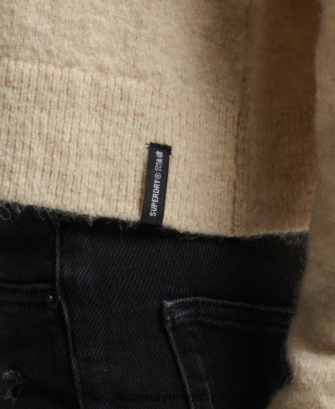 uy Superdry mujer suéter vintage esencial con cuello alzado crema DT2N8Z6592 ropa