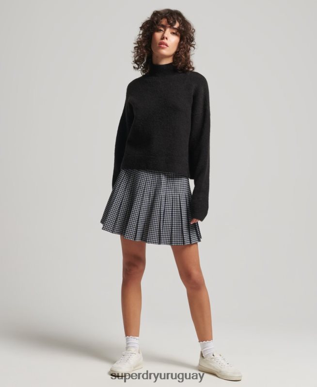 uy Superdry mujer suéter vintage esencial con cuello alzado negro DT2N8Z6531 ropa