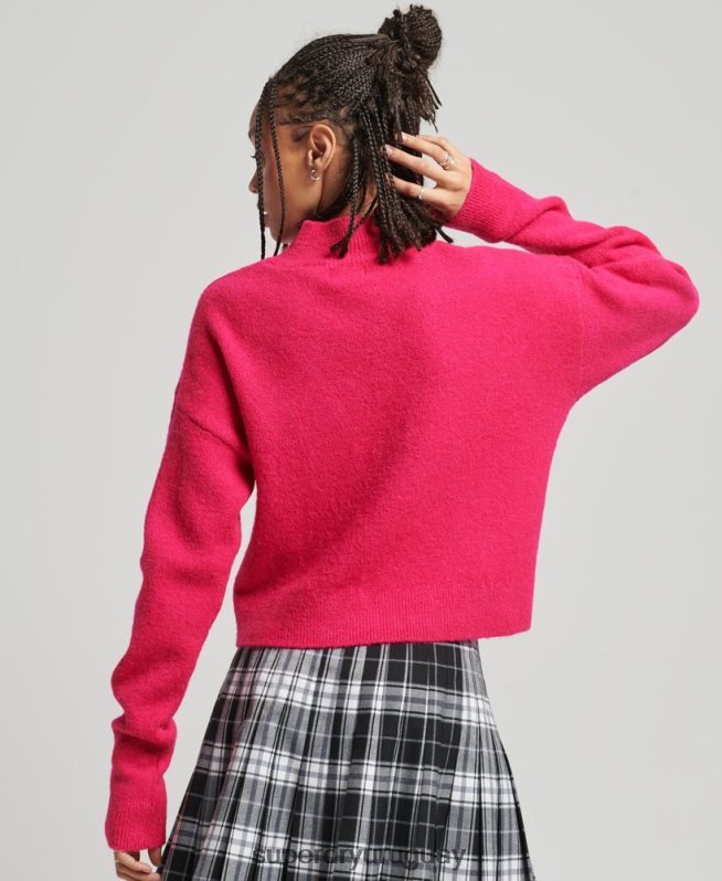 uy Superdry mujer suéter vintage esencial con cuello alzado rosa DT2N8Z3997 ropa