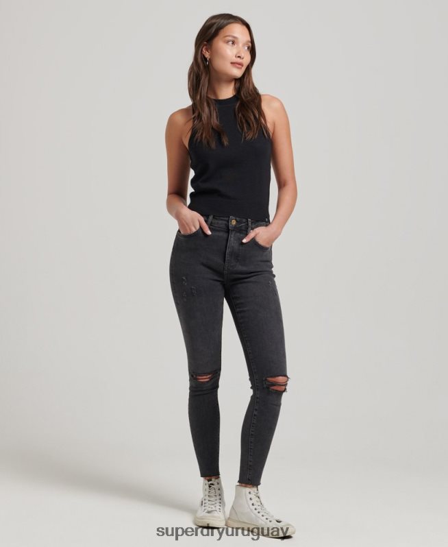 uy Superdry mujer top de punto con cuello redondo en merino negro DT2N8Z3018 ropa