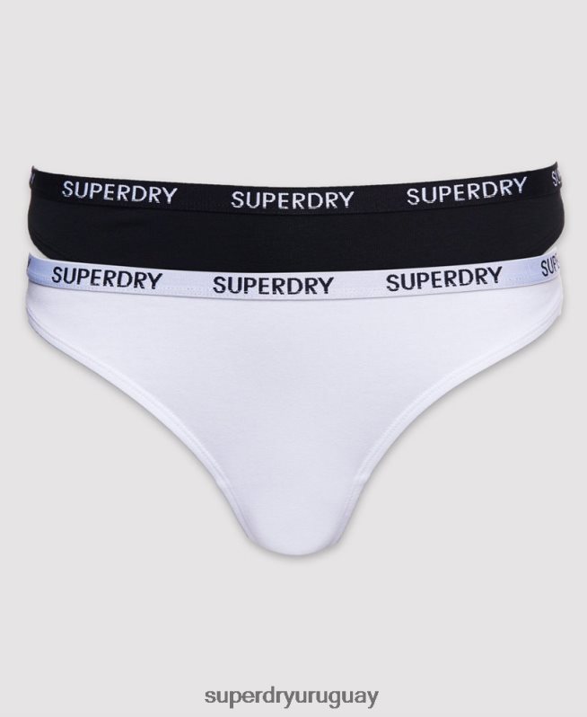 uy Superdry mujer Pack de 2 tangas Harper de algodón orgánico negro DT2N8Z4341 ropa