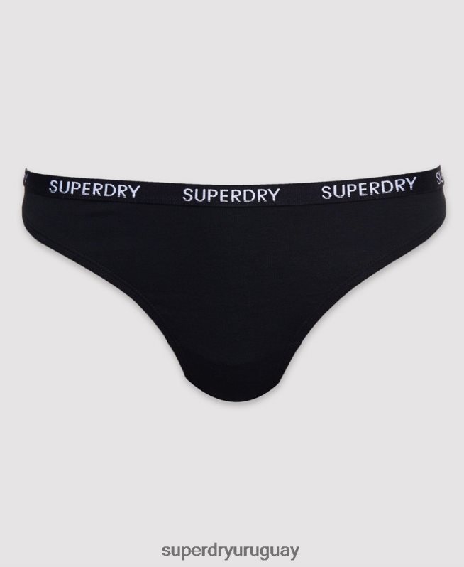 uy Superdry mujer Pack de 2 tangas Harper de algodón orgánico negro DT2N8Z4341 ropa