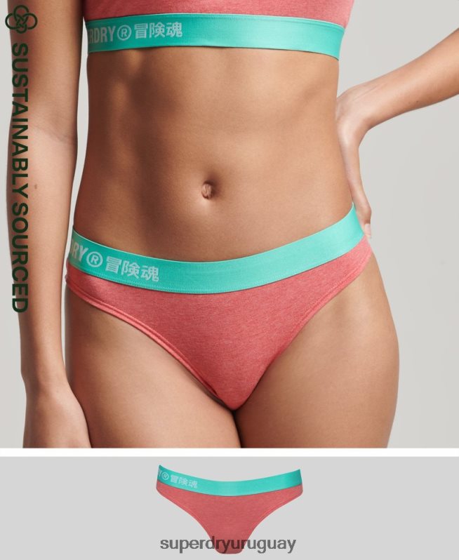 uy Superdry mujer braguitas de bikini de algodón orgánico con logo coral DT2N8Z6566 ropa
