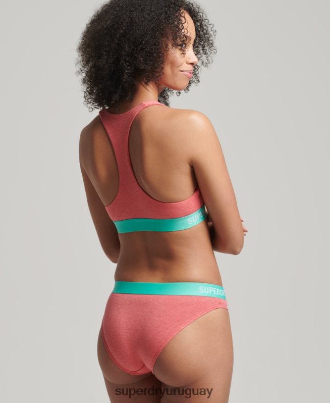 uy Superdry mujer braguitas de bikini de algodón orgánico con logo coral DT2N8Z6566 ropa