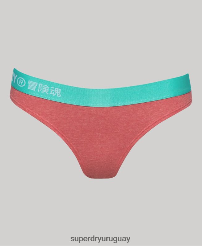 uy Superdry mujer braguitas de bikini de algodón orgánico con logo coral DT2N8Z6566 ropa