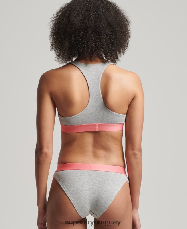 uy Superdry mujer braguitas de bikini de algodón orgánico con logo grande gris claro DT2N8Z6561 ropa