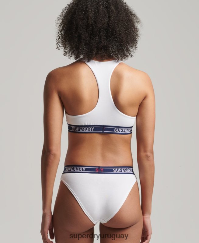 uy Superdry mujer braguitas de bikini de algodón orgánico con varios logos blanco DT2N8Z6627 ropa