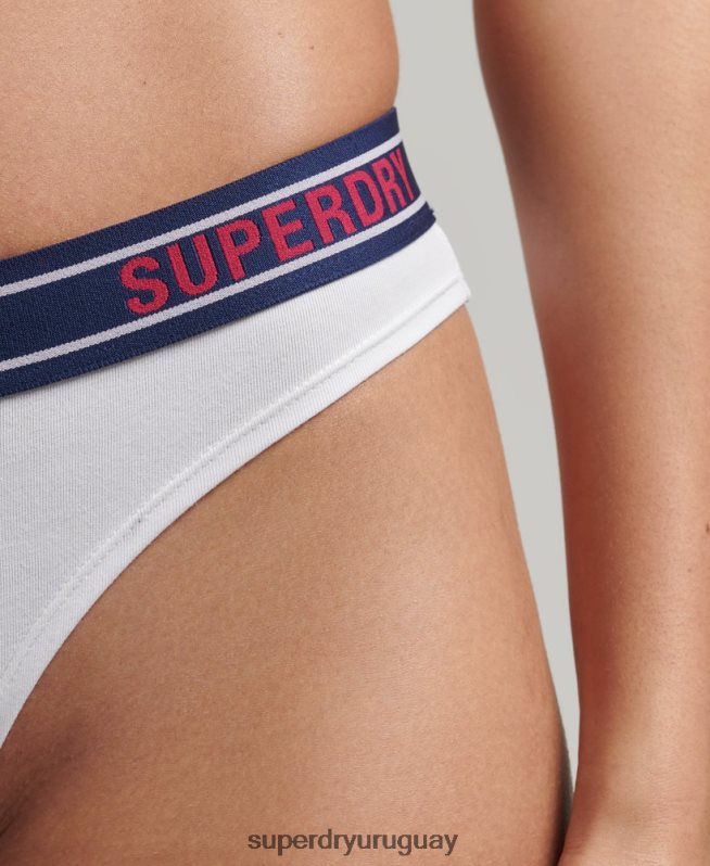 uy Superdry mujer braguitas de bikini de algodón orgánico con varios logos blanco DT2N8Z6627 ropa