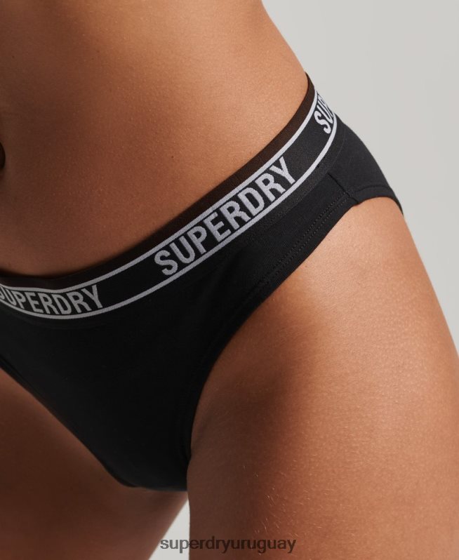 uy Superdry mujer braguitas de bikini de algodón orgánico con varios logos negro DT2N8Z6543 ropa