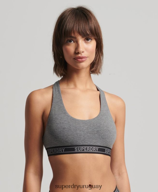 uy Superdry mujer bralette corto de algodón orgánico gris oscuro DT2N8Z4316 ropa