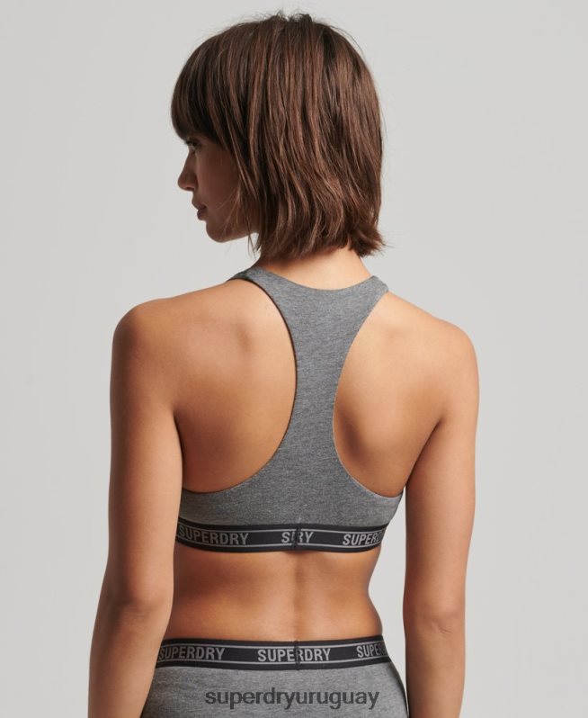 uy Superdry mujer bralette corto de algodón orgánico gris oscuro DT2N8Z4316 ropa