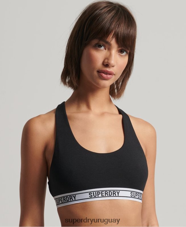 uy Superdry mujer bralette corto de algodón orgánico negro DT2N8Z4338 ropa