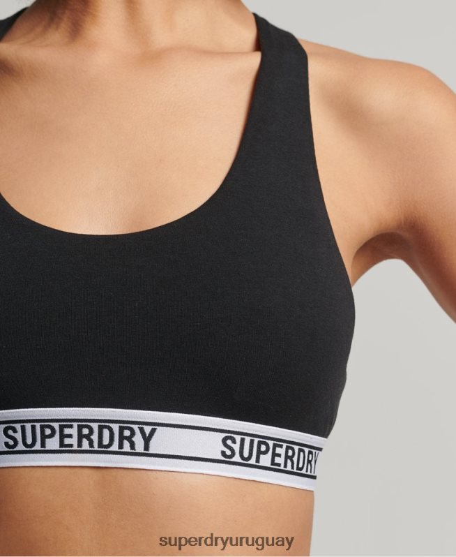 uy Superdry mujer bralette corto de algodón orgánico negro DT2N8Z4338 ropa