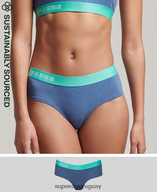uy Superdry mujer calzoncillos hipster de algodón orgánico con logo azul DT2N8Z6560 ropa