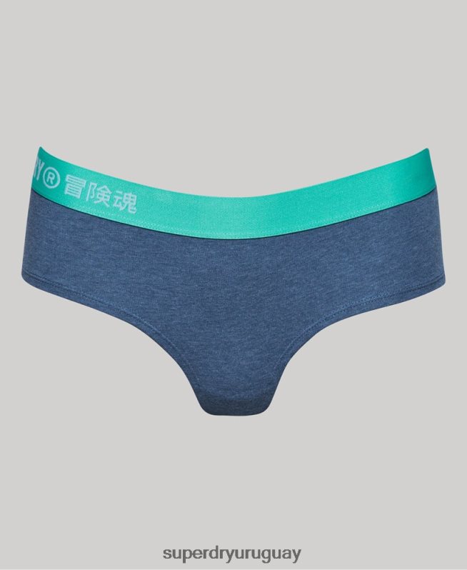 uy Superdry mujer calzoncillos hipster de algodón orgánico con logo azul DT2N8Z6560 ropa