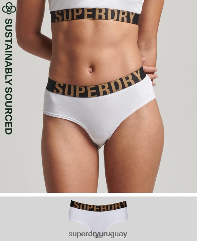 uy Superdry mujer calzoncillos hipster de algodón orgánico con logo grande blanco DT2N8Z4276 ropa