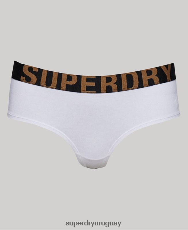 uy Superdry mujer calzoncillos hipster de algodón orgánico con logo grande blanco DT2N8Z4276 ropa