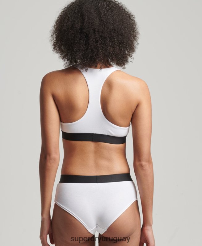 uy Superdry mujer calzoncillos hipster de algodón orgánico con logo grande blanco DT2N8Z4276 ropa
