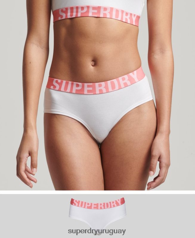 uy Superdry mujer calzoncillos hipster de algodón orgánico con logo grande blanco DT2N8Z6567 ropa