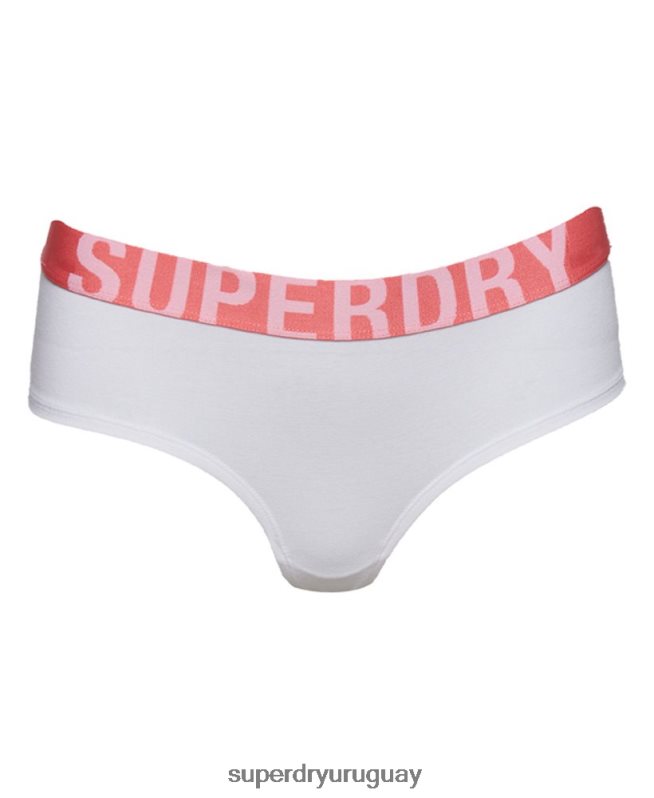 uy Superdry mujer calzoncillos hipster de algodón orgánico con logo grande blanco DT2N8Z6567 ropa