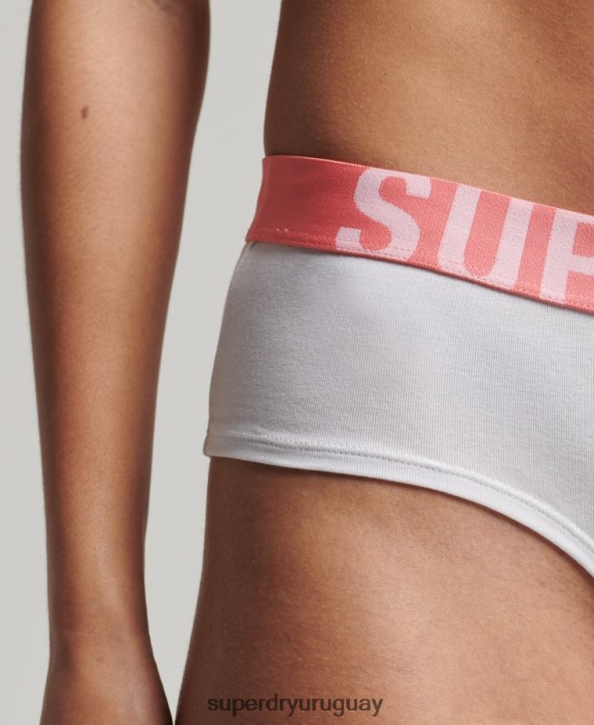 uy Superdry mujer calzoncillos hipster de algodón orgánico con logo grande blanco DT2N8Z6567 ropa