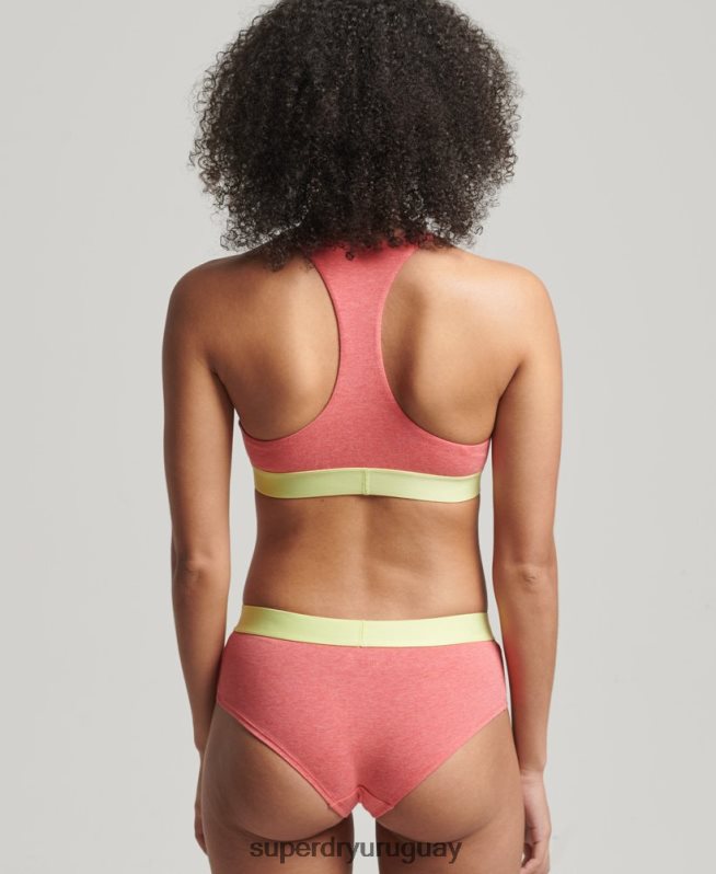 uy Superdry mujer calzoncillos hipster de algodón orgánico con logo grande coral DT2N8Z4319 ropa