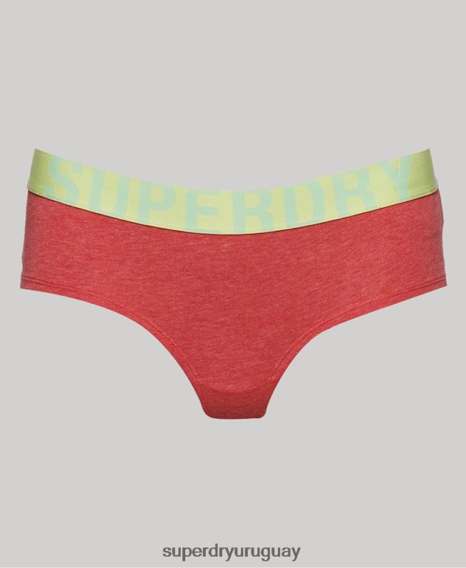 uy Superdry mujer calzoncillos hipster de algodón orgánico con logo grande coral DT2N8Z4319 ropa