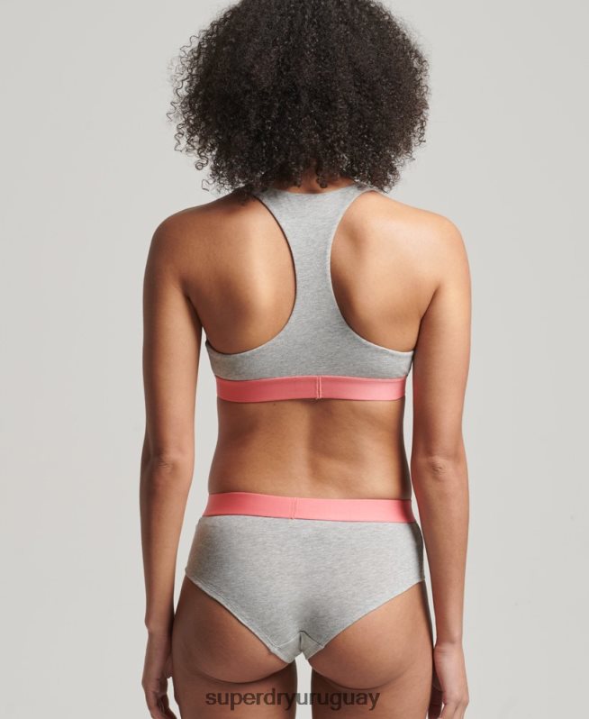 uy Superdry mujer calzoncillos hipster de algodón orgánico con logo grande gris claro DT2N8Z6568 ropa
