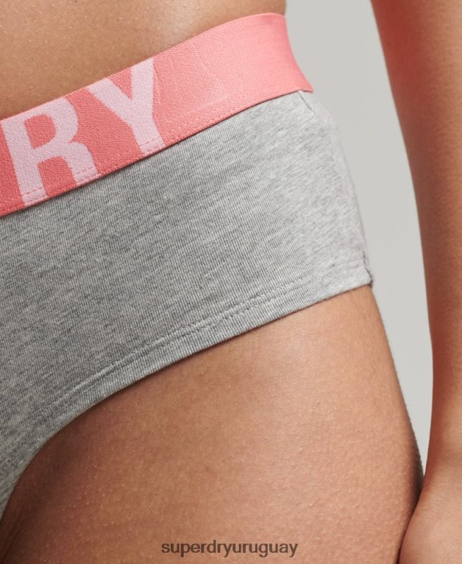 uy Superdry mujer calzoncillos hipster de algodón orgánico con logo grande gris claro DT2N8Z6568 ropa