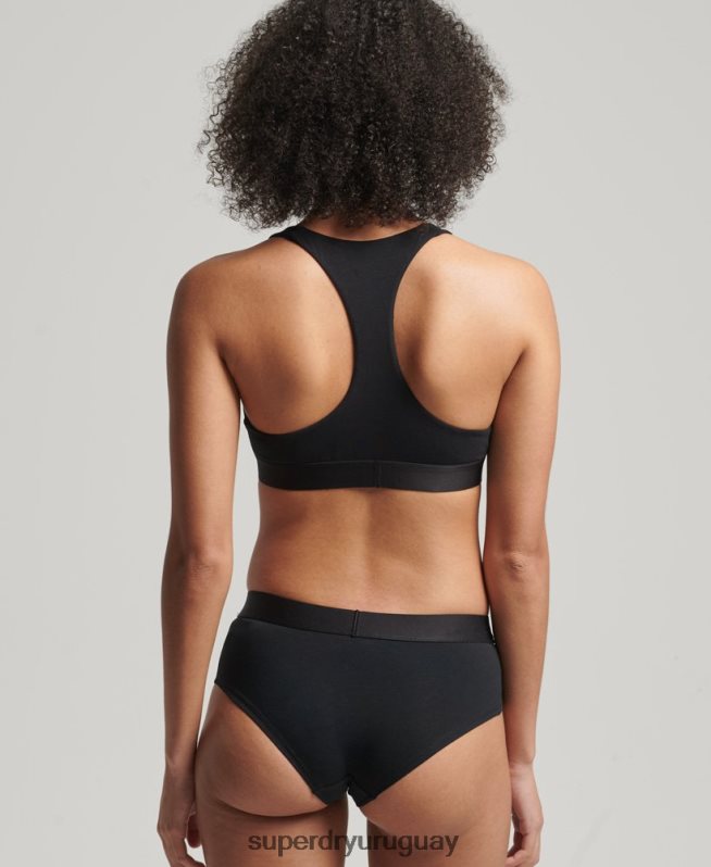 uy Superdry mujer calzoncillos hipster de algodón orgánico con logo grande negro DT2N8Z6554 ropa