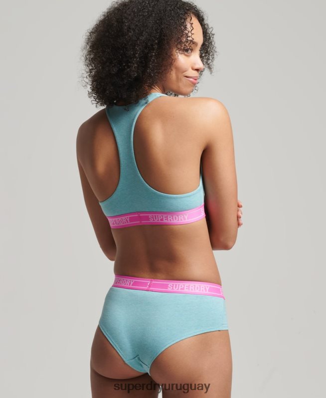 uy Superdry mujer calzoncillos hipster de algodón orgánico con varios logos azul DT2N8Z6551 ropa