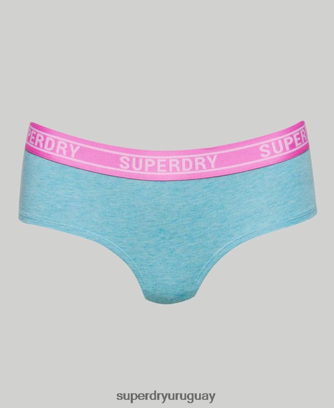 uy Superdry mujer calzoncillos hipster de algodón orgánico con varios logos azul DT2N8Z6551 ropa