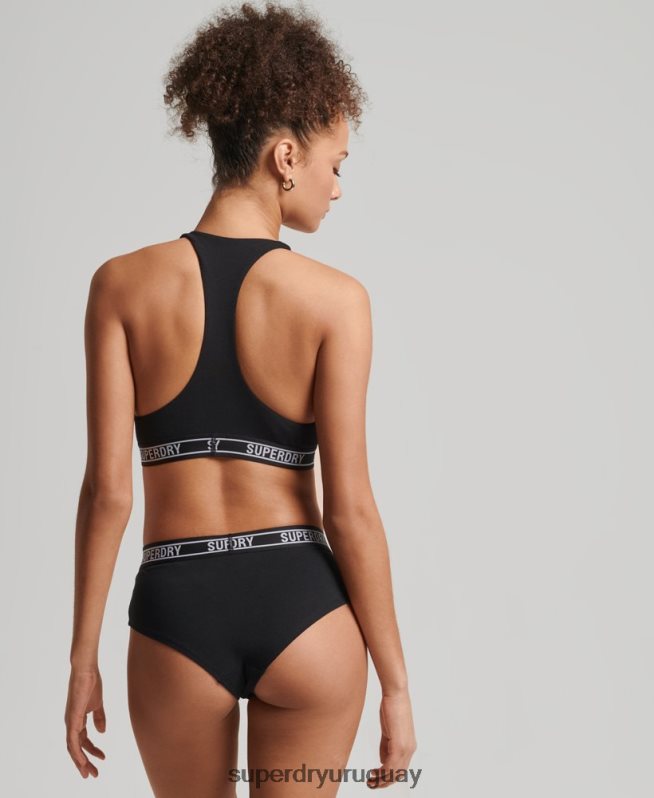 uy Superdry mujer calzoncillos hipster de algodón orgánico con varios logos negro DT2N8Z6648 ropa
